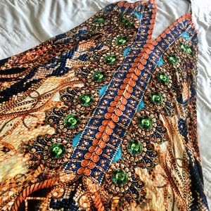Venus bright jeweled flowy halter maxi dress size S